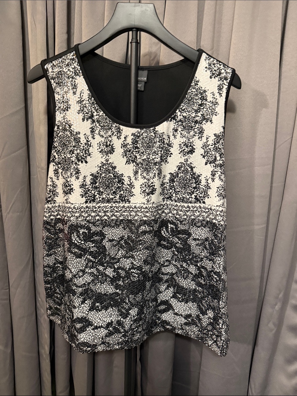 Covington Black and White Patterned Sleeveless Tank